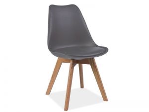 Krzesło stylowe z polipropylenu i ekoskóry - 49 x 41 x 83 cm - carmel grey