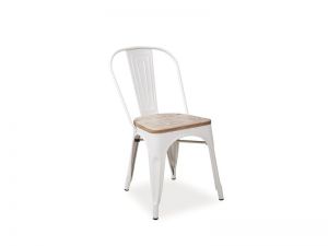 Krzesło metalowe klasyczne - mono orzech biały