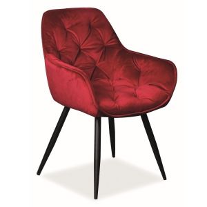 Pikowane krzesło cherry velvet tapicerowane aksamitną tkaniną