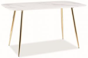 Nierozkładany stół na złotych nogach ceres imitacja marmuru