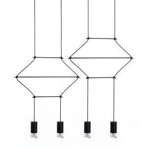 Geometryczna lampa wisząca z metalu i szkła flusso line 4