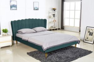 Łóżko nowoczesne z wezgłowiem - tapicerowane - 160 x 200 cm - valverde zielony