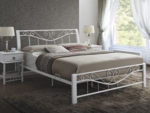 Łóżko nowoczesne z wezgłowiem - białe - 166 x 217 x 103 cm - roma