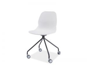 Krzesło na kółkach z polipropylenu - białe - filio ii