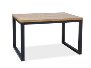 Stół nowoczesny z drewna dębowego - podstawa metal - 150 cm - sargo ii czarny