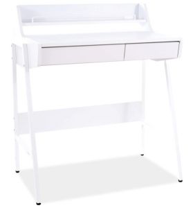 Białe biurko z nadstawką i szufladami b-168