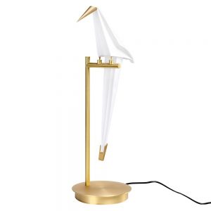 Metalowa lampka dekoracyjna w kształcie ptaka loro table