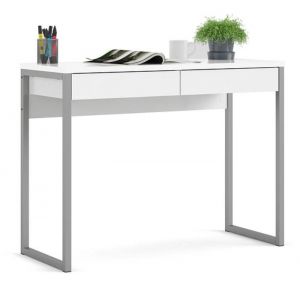 Białe biurko function, 2 szuflady, 102x40 cm, wysoki połysk