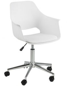 Białe krzesło biurowe z tworzywa ignace na kółkach