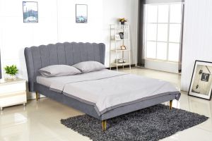 Łóżko nowoczesne z wezgłowiem - tapicerowane - 160 x 200 cm - valverde szary