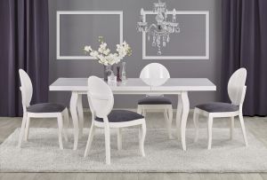 Stół klasyczny rozkładany z mdf - biały - 140/180 cm - mozart