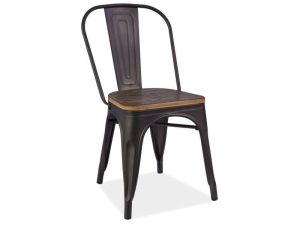 Krzesło metalowe klasyczne - mono orzech grafit