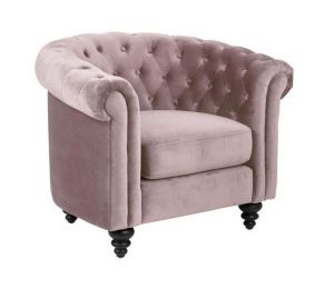 Pikowany fotel glamour z tkaniny welurowej san diego vic dusty rose