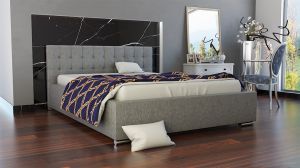 Łóżko nowoczesne tapicerowane tkaniną - duży wybór tkanin - 140 x 200 cm - bed 5