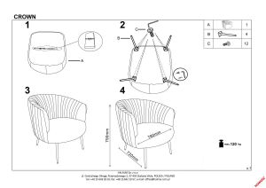 Tapicerowany fotel w stylu glamour crown