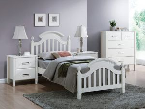 Łóżko pojedyncze z litego drewna - białe - 97 x 212 x 112 cm - bobbie