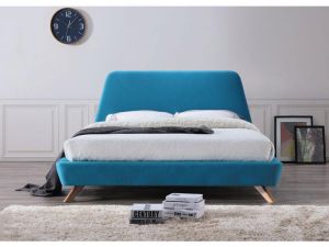 Łóżko tapiecrowane z wezgłowiem - turkusowe - 160 x 200 cm - ivy