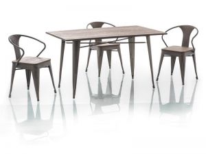 Stół prostokątny z litego drewna i metalu - 140 cm - orzech - prima