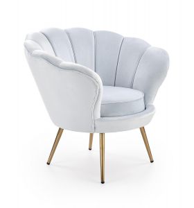 Fotel nowoczesny tapicerowany - velvet - metalowe nogi -amorino niebieski