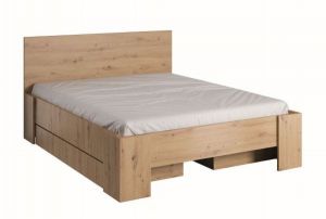 Łóżko nowoczesne z wezgłowiem - 160 x 200 cm - dąb artisan/biały mat - ergo