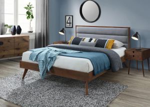 Łóżko skandynawskie tapicerowane tkaniną z wezgłowiem - 160 x 200 cm - versi