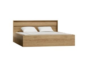 Łóżko nowoczesne z wezgłowiem - hikora naturalna - 160 x 200 cm - marsylia
