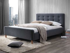 Łóżko tapicerowane tkaniną - szare - 160 x 200 cm - clara szare