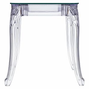 Transparentny stół w stylu retro ghost 62 ze szklanym blatem
