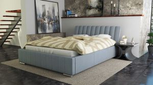Łóżko nowoczesne tapicerowane tkaniną - duży wybór tkanin - 140 x 200 cm - bed 9