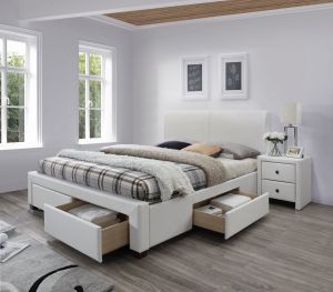 Łóżko taicerowane z pojemnikami na pościel - ekoskóra - 160 x 200 cm - modena 3