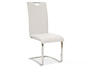 Krzesło z ekoskóry i metlu chromowanego - białe - 42 x 43 x 101 cm - b-790