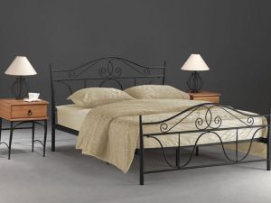 Łóżko nowoczesne z wezgłowiem - czarne - 167 x 208 x 109 cm - swipe