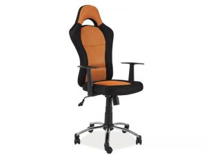 Fotel obrotowy z ekoskóry - czarno-pomarańczowy - 61 x 46 119/128 cm - q507