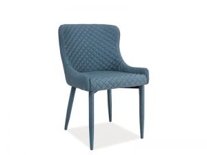 Krzesło nowoczesne tapicerowane tkaniną - pikowane - niebieskie - lino ii
